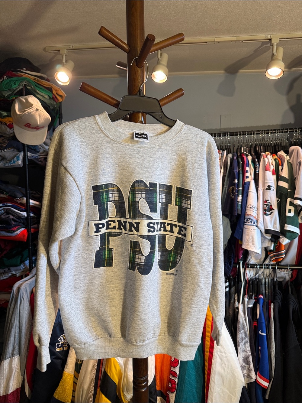 Penn State Vintage Gray Plaid Crewneck Sweatshirt